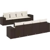 vidaXL 9-delige Loungeset met kussens poly rattan bruin