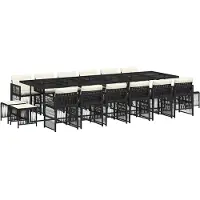vidaXL 17-delige Tuinset met kussens poly rattan zwart
