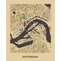 IXXI Rotterdam Mosaic Map, Kunst in Kaart - 80 x 100 cm - Gratis ophangtool - Grote wanddecoratie en posters - Illustraties, Kleurrijk, Digitale