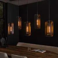 Dimehouse Hanglamp Jeff 5-lichts mesh rotate 120 x 30 x 150 cm - 3 3-lichts - Metaal - Industrieel