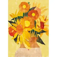 IXXI Sunflowers in a Vase, Lotte Dirks & Van Gogh 21st Century - 100 x 140 cm - Grote wanddecoratie en posters - Klassiek, Abstract, Gemengde
