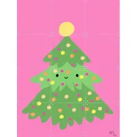 IXXI Kerstboom, Stadse Spruiten | door Miek illustreert - 60 x 80 cm - Gratis ophangtool - Grote wanddecoratie en posters - Cartoonesk, Speels