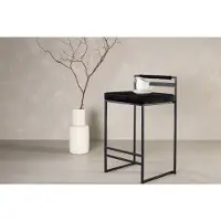 Svea - Pano barkruk 66 cm - velvet - zwart