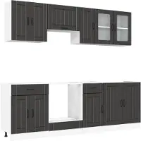 vidaXL 8-delige Keukenkastenset Kalmar bewerkt hout zwart
