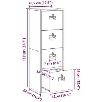 vidaXL Bestandkast Mosterdgeel 45,5 x 42 x 139 cm Koudgewalst Staal