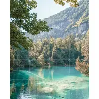 IXXI Blue Lake in Switzerland, Henrike Schenk - 80 x 100 cm - Grote wanddecoratie en posters - Fotografie, Naturalisme, Mancave, Woonkamer