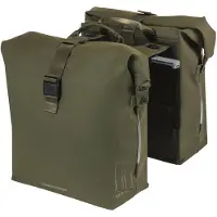 Basil SoHo dubbele fietstas Nordlicht MIK, 41L, moss green - waterdicht -Voorzien van geïntegreerde LED-verlichting.