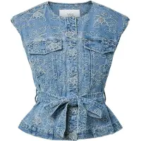 Y.A.S Bodywarmer 'Kari' blauw denim / grijs