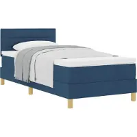 vidaXL Boxspring bed met kussen met hoofdeinde Blauw 90 x 190 cm Stof
