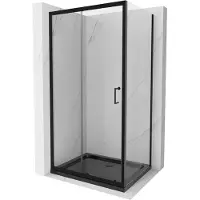 Mexen Apia schuifdouchecabine 130 x 100 , transparant, zwart + Flat douchebak, zwart - 840-130-100-70-00-4070B