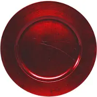 Othmar decorations 4x Ronde diner onderborden rood glimmend 33 cm - onderbord / onderzetter - Kerstdiner onderbordjes