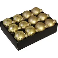 Othmar decorations Kerstballen - gedecoreerd -12x st - goud - D7,5 cm - glas - luxe
