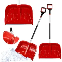 Kadax Professionele sneeuwschop, 53 x 135 cm sneeuwruimer met antislipgreep, sneeuwschuiver met kunststof blad en aluminium rand, sneeuwschuif (rood)