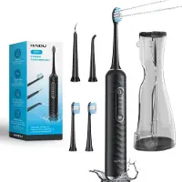 HAIDU 3 in 1 Elektrische Tandenborstel – 3 Verschillende Opzetstukken – 2 Opzetborstels – 180ml Waterreservoir – Monddouche – Zwart – Standaard Plus Bundel