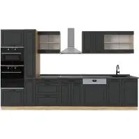 Vicco Complete keuken R-Line Antraciet landhuis/gouden eik 350 cm , WB Antraciet, Model 53533