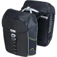 Basil Miles dubbele fietstas MIK, 34L, black lime - waterdicht - extra reflecterende delen