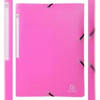 Exacompta 50x Elastomap 3 kleppen PP 5/10de Ondoorschijnend - A4 - Roze - 55820E