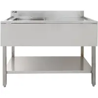 Monster KuKoo - Professionele Vrijstaand Catering Spoeltafel - RVS, Zilver, Rechter Afdruipvlak, GRATIS Zeefplug – 120 x 60 cm