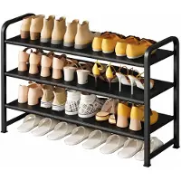 BOTC Schoenenrek - schoenenkast - 3 Lagen - Voor 12 paar schoenen - 53 x 28 x 68 cm - Metaal - Zwart