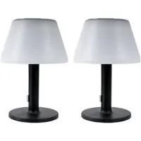 Expo Börse LED tafellamp buitenlamp solarlamp 3-niveau terraslamp tuinlamp, zwart wit, warm wit, DxH 20 x 28 cm, set van 2