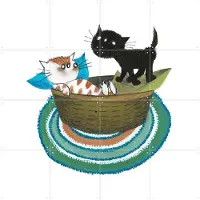 IXXI Pim & Pom in hun mandje, Fiep Westendorp - 80 x 80 cm - Gratis ophangtool - Grote wanddecoratie en posters - Speels, Fantasierijk, Illustraties