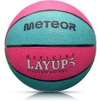 Usorteret Layup 5 - Basketbal - Roze/blauwe kleur, duurzame en universele rubberen oppervlakte
