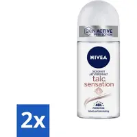 Nivea 2 x - Deo Roll-On - Talc Sensation - Anti-Transpirant - 50 ml - Anti-transpirant - Deodorant Roller - 48 Uur Bescherming - Talc Sensation - Kaolien