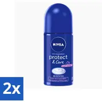 Nivea 2 x - Protect & Care - Deodorant - Roll-On - 50 ml - Anti-transpirant - Deodorant - 48 Uur Bescherming - Huidverzorging - Uniseks