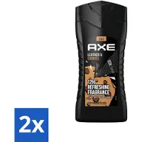 Axe 2 x - 3-in-1 Douchegel - Leather & Cookies - 100% Plantaardig - 250 ml - Douchegel - Geur - Lichaam - Gezicht - Haar