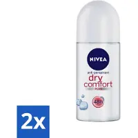 Nivea 2 x - Deodorant - Roller - Dry Comfort - 48 Uur Lang Werkend - 50 ml - Anti-transpirant - Zweetbeheersing - Droog Gevoel - 48 Uur Bescherming - Zweetvermindering