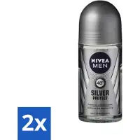 Nivea 2 x - Men - Deodorant - Roller - Silver Protect Dynamic Power - 50 ml - 48 Uur Bescherming - Zilvertechnologie - Anti-transpirant - Zilverionen - Alcoholvrij