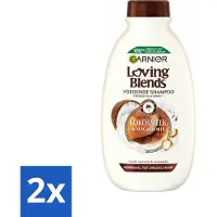 Garnier 2 x Loving Blends Kokosmelk en Macadamia Shampoo 300 ml - Kokosmelk Shampoo - Macadamia-olie Shampoo - Voedend Haarverzorging - Droog Haar Shampoo - Normaal Haar Shampoo