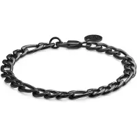 Lucleon Essentials | 8 mm Gunmetal Zwarte Armband met Figaro Schakels