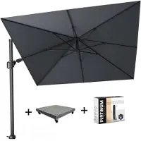 Platinum Challenger T2 zweefparasol 300x300 cm antraciet met 90KG voet en hoes