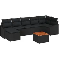 vidaXL Tuinbank Set 8 st Zwart poly rattan