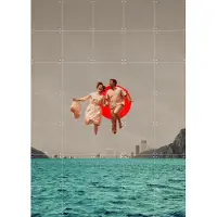 IXXI Don't look back, Frank Moth - 100 x 140 cm - Grote wanddecoratie en posters - Digitale Kunst, Vintage, Speels, Surrealisme, Collage, Pop art