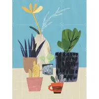 IXXI Plants, Signorinah - 60 x 80 cm - Gratis ophangtool - Grote wanddecoratie en posters - Gemengde Technieken, Speels, Kleurrijk, Illustraties