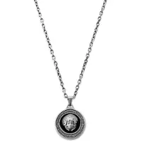 Lucleon Obelius | Vintage Zilverkleurige Medusa Tondo Ketting