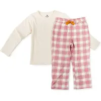 Little label pyjama met roze geruite broek Meisjes Stretchkatoen Ronde hals - maat 170/176