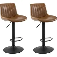 Acaza Barkrukken set van 2 - Barstoelen - Vintage Bruin - Verstelbare Hoogte 90-105 cm - Set van 2 Barstoelen - Barstoelen met Rugleuning - Vintage