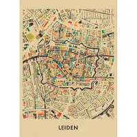 IXXI Leiden Mosaic Map, Kunst in Kaart - 100 x 140 cm - Gratis ophangtool - Grote wanddecoratie en posters - Grafisch Ontwerp, Geometrische Kunst