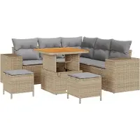 vidaXL Tuinbank Set met kussen 8 pcs Beige en Lichtgrijs poly rattan