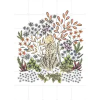 IXXI Safari Leopard, Cecilia Battaini - 100 x 140 cm - Grote wanddecoratie en posters - Kleurrijk, Fantasierijk, Illustraties, Kinderkamer, Babykamer