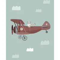 IXXI llama aviator blue sky, Little Otja - 80 x 100 cm - Gratis ophangtool - Grote wanddecoratie en posters - Grafisch Ontwerp, Fantasierijk