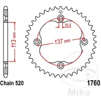 ItalyRacing 520 Jtr1760.40 Steel Achtertandwiel