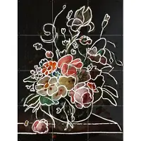 IXXI Bouquet in Strokes, The New Classics - 60 x 80 cm - Grote wanddecoratie en posters - Aquarel, Illustraties, Gemengde Technieken, Kleurrijk, Line