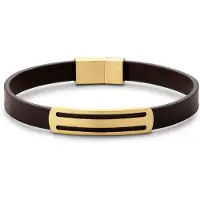 Lucleon Nomen |Goudkleurige en Bruine Gestreepte ID-armband