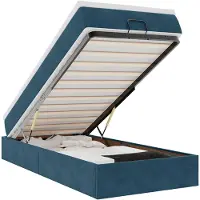 vidaXL Ottoman bed met matras 100x200 cm fluweel donkerblauw