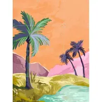 IXXI Palmtrees, Goed Blauw - 60 x 80 cm - Gratis ophangtool - Grote wanddecoratie en posters - Speels, Illustraties, Digitale Kunst, Woonkamer