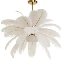 Kare Design hanglamp Feather Palm, dimbaar, wit / opaal, Woon-/ Eetkamer, Design, hanglamp